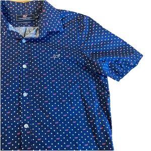 Vineyard Vines Slim‎ Fit USA Flag Whale Stars Whale Shirt Men's Size M Button Up